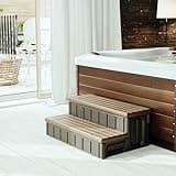 HECASA Hot Tub Steps Outdoor Spa Steps with Storage, Hot Tub Stairs Non-Slip Steps for Outdoor Indoor, 36 Inches Black/Brown, 2 Steps