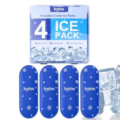 Krypthos 4 Reusable Ice Packs for Diabetic Insulin Cooler Bags, Leak-Proof & TSA Approved Durable Eco-Friendly Gel Packs for Medication, Insulin (Set of 4)