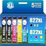 822XL Ink Cartridges Combo Pack Remanufactured for Epson 822XL Ink Cartridges T822 for Epson Workforce Pro WF-3820 WF-3823 WF-4820 WF-4830 WF-4833 WF-4834 Printer (2Black Cyan Magenta Yellow 5PK)