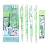 ITAWIXS Cute Mechanical Pencil Set Include 4 Pcs 0.5mm Kawaii Mechanical Pencils with 1 Tubes HB Lead Refills Kawaii Stationary Cute School Supplies for Writing, Drawing, Sketching
