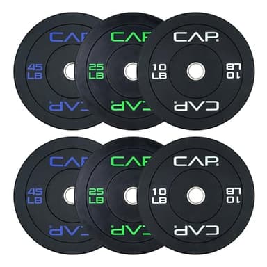 CAP Barbell 160 LB Economy Olympic Bumper Plate Set with Color Logo | Black