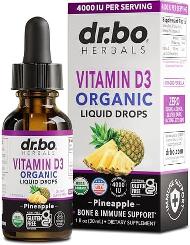 Vitamin D3 Liquid Drops Organic - Vegan VIT D Liquid Vitamin D for Adults & Kids Oil 4000 IU Vegan Organic D3 Drops Sublingual Supplement - Immune & Bone Health VIT Supplements, Non-GMO 30 Servings