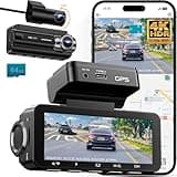 Dash Cam Front Rear 4K Built-in 5G WiFi GPS, Voice Control, 3.39 inch IPS Screen, Dual Dash Camera for Car Includes 64GB SD Card, Super Night Vision, 24H Parking Monitor, Supercapacitor, Type C, HDR