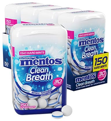 Mentos Clean Breath Hard Mints, Intense Peppermint Flavor, Easter Candy, Easter Basket Essentials Stuffers for Kids and Adults, Sugar-Free, 150 Pieces (4-Pack)