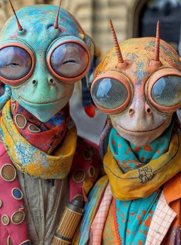 Cross & Glory - Meet the Aliens: Elara and Nox - 1000 Piece Jigsaw Puzzle for Adults | Cosmic Love Story Puzzle | Unique Alien Artwork Puzzle