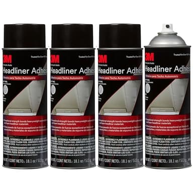 3M Headliner & Fabric Adhesive Spray (18.1 oz Aerosol, 4-Pack) – High Strength Automotive & Upholstery Glue for Fabric, Foam, Metal, Plastic – Heat Resistant, Fast Dry, Clear Finish