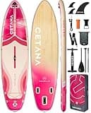 CETANA 11'6×35" Extra Wide Inflatable Paddle Board,Stand Up Paddle Board for Beginner,450lb Capacity SUP for Family with Safety Leash, Waterproof Bag,3 Removable Fins,Dual-action Pump& Floating Paddle