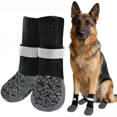 HeavenEye Dog Socks to Prevent Licking Paws, Anti Slip Dog Boots & Paw Protectors for Hardwood Floors, Toe Grips for Small Medium Large Senior Dogs, Dog Shoes for Hot/Cold Pavement(Black Bone,M)