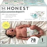 The Honest Company Clean Conscious Diapers for Sensitive Skin | Hypoallergenic, Fragrance Free | Gender Neutral Prints | Club Box, Size 1 (8-14 lbs), 78 Count