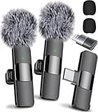 Mini Mic Pro (Newest Model), Wireless Microphone for iPhone, iPad, Android, Lavalier Microphone for Video Recording - 2 Pack iPhone Mic Crystal Clear Recording with USB-C for Podcast Microphone, ASMR