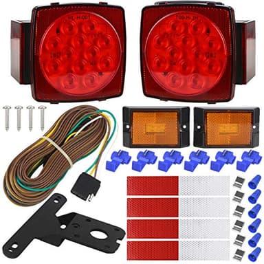 LINKITOM Submersible LED Trailer Light Kit, Super Bright Brake Stop Turn Tail License Lights for Camper Truck RV Boat Snowmobile Under 80" Inch, IP68 Waterproof, DOT Compliant