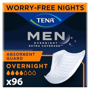 TENA Incontinence Guards, Overnight Absorbency & Advanced Odor Protection, Incontinence Guards for Men, 96 ct