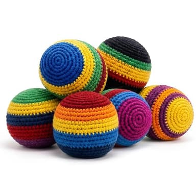 Hacky Handmade Knitted Footbag - Colorful Crochet Sack Set, 6PCS Random