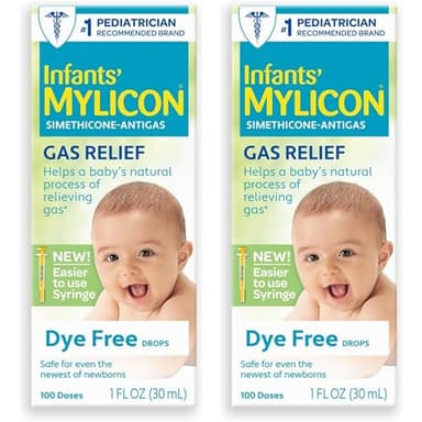 MYLICON Gas Relief Drops for Infants and Babies, Dye Free Formula, 1 Fluid Ounce with Updated Syringe (2-Pack)