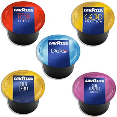 Lavazza Blue Coffee Capsules Variety Pack – 100 Count (20 Pods Each) – Includes Top Class, Caffè Crema, Decaf Dek, Gran Espresso & Gold Selection – Compatible with Lavazza LB Espresso Machines – Premium Italian Coffee