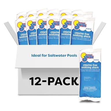 In The Swim Chlorine-Free Pool Shock – Quick Dissolving, Fast-Acting, Shock-Oxidizer for Swimming Pools, Spas, and Salt Chlorinated Pools Compatible - 12 x 1 Pound Bags