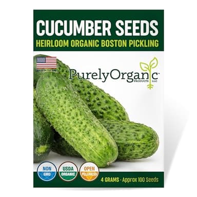 Organic Boston Pickling Cucumber Seeds - USDA Organic, Non-GMO, Open Pollinated, Heirloom, USA Origin (1 Packet - 4 Grams - Approx 100 Seeds)