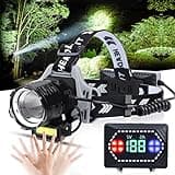 Bud K Rechargeable LED Headlamp, 120000 Lumens Super Bright Headlamp Flashlight with Motion Sensor, 8 Modes, 135°Adjustable, IPX7 Waterproof Head Lamp for Camping, Running, Climbing, Hiking