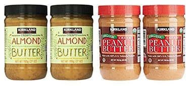 Kirkland Signature Almond Butter and Organic Peanut Butter Bundle - Includes Kirkland Signature Two Almond Butter (27 oz) and Two Peanut Butter (28 oz. Each)
