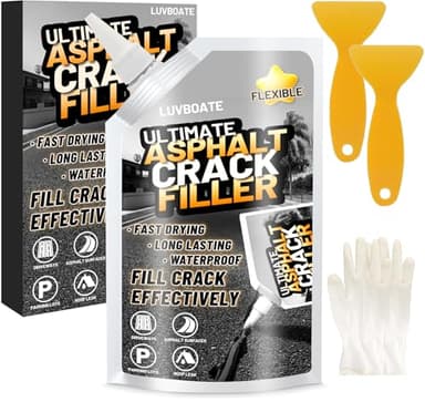 Asphalt Crack Filler, 1.5LB High Elasticity Driveway Crack Filler, Self Leveling Waterproof Repair Sealant for Driveway, Walkway, Road, Blacktop Concrete Joint, Indoor & Outdoor - Black (24.7oz)