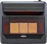Bluegrass Living B28TPIR-BB Propane Vent Free Infrared Gas Space Heater With Thermostat Control, Blower, and Base Feet, 30,000 BTU, Heats Up to 1,450 Square Ft, Black