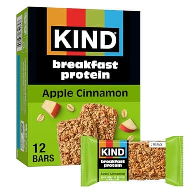 KIND Breakfast Protein, Healthy Snack Bar, Apple Cinnamon, Gluten Free Breakfast Bars, 8g Protein, 1.76OZ Packs, 12 Count