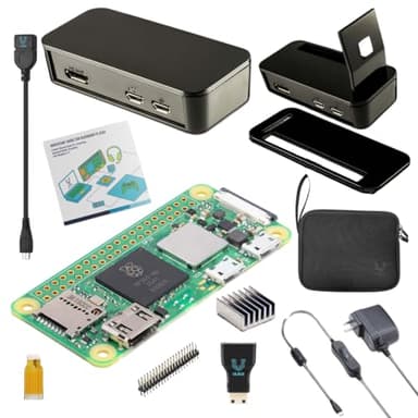 Vilros Raspberry Pi Zero 2 W Basic Starter Kit with Muti Purpose Case -Incudes Pi Zero 2 W Board, Multi Use Case, Power Supply, HDMI-USB Adapters and More (Black)