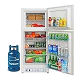 Smad Propane Refrigerator Off Grid, 6.1 Cu.Ft Propane Fridge with Freezer for Cabin, Boat, LPG/110V 2 Way RV Refrigerator with Reversible Door, White