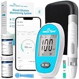 Easy@Home Wireless Glucose Monitor Kit - Blood Sugar Testing Kit with Free App GlucoseEase Includes 100 Glucometer Strips and 100 Blood Lancets, Large Display Diabetes Testing Kit