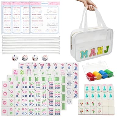 TUSAUW American Mahjong Tile Set Include 166 1.2 Inch Mahjong Tiles 4 Dice 4 Racks 1 Accessory Bag, Portable Travel Mahjong Tiles Set