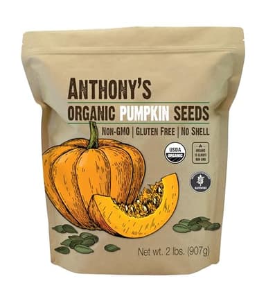 Anthony's Organic Pumpkin Seeds, 2 lb, Gluten Free, Non GMO, No Shell, Unsalted, Raw