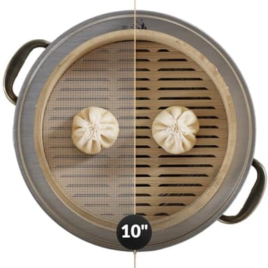 Prime Home Direct Bamboo Steamer Silicone Liners 10-Inch | 6 Count | BPA Free | Reusable & Non Stick for Air Fryer, Dumpling Food Steam Pot & Dim Sum Steaming | Round Mesh Parchment Baking Sheet Paper