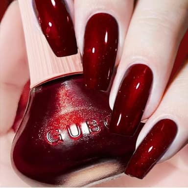 KAHSOSE Burgundy Nail Polish Quick Dry, Glitter Red Nail Polish, Air Dry Dark Red Nail Polish Vegan, Burgundy Nail Polish Gel without UV Light Needed, Last Long Deep Red Nail Polish, 0.4 Floz