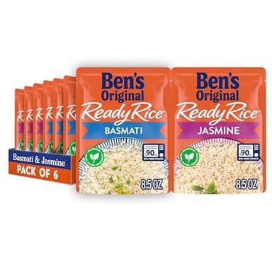 BEN'S ORIGINAL Ready Rice Basmati and Jasmine Rice Variety Pack, Easy Dinner Sides, 8.5 OZ Pouch (Pack of 6)