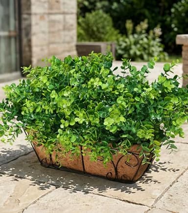 Artificial Faux Outdoor Plants for Spring Summer Decoration, 12 Bundles Fake Plastic Eucalyptus UV Resistant Look Real Fake Plants for Planter Outside Front Door Porch Patio Balcony Garden Indoor Yard