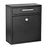 AdirOffice Wall Mount Mailbox - Mailbox with Lock and Keys- Durable Wall Mounted Locking Mailbox and Cash Drop Box for House, Apartments and Bussiness After Hours Deposits