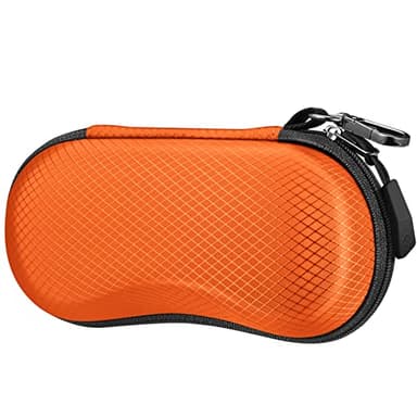 FINTIE Sunglasses Case, Hard EVA Shell Shockproof Sport Glasses Case with Metal Carabiner Travel Zipper Eyeglasses Holder, Orange