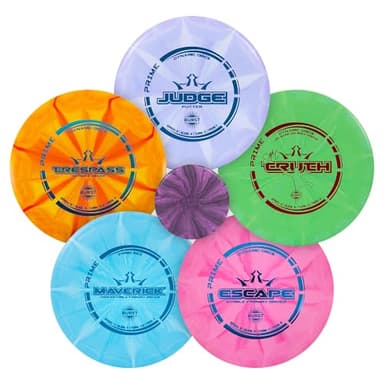 Dynamic Discs Prime Burst 5 Disc Golf Set | Includes Putter, Midrange, 2X Fairway & Driver + Mini Marker | Disc Golf Accessories for Beginners | 170-176g | Beginner Pack for Amateurs