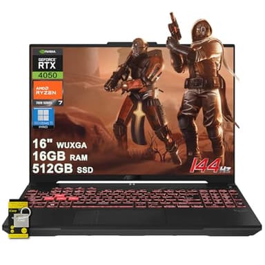 ASUS TUF Gaming A16 Laptop 16" WUXGA IPS 144Hz AMD 6-core Ryzen 7 7445HS 16GB RAM 512GB SSD GeForce RTX 4050 (Up to 194 AI Tops) RGB Backlit USB4 Two-Way AI Noise Cancelation Win11Pro ICP Hub