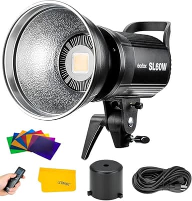 Godox SL-60W SL60W Daylight Led Video Light, 5600K Bright Studio Led Light, CRI95+Qa>90,Wirelessly Adjust Brightness,Bowens Mount LED Continuous Light for Video Recording Wedding Outdoor Photography