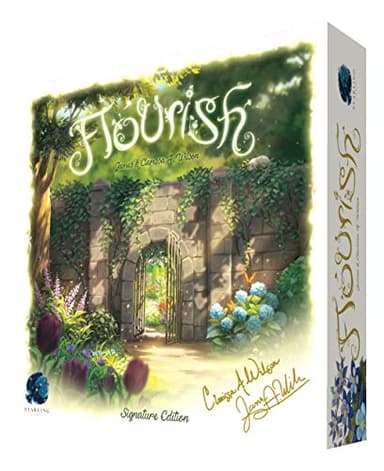 Flourish Signature Edition Board Game | Beautiful Card Drafting & Garden Building Board Game | 1-7 Players | Solo, Cooperative & Competitive Models | Includes Friends & Follies 3D Expansions