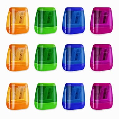 12 Pcs Manual Pencil Sharpener for School Office Home Pencil Sharpeners for Kids with Lid Colored Compact Dual Holes Portable Handheld Plastic Pencil Sharpener for Adults Students Class Home Office