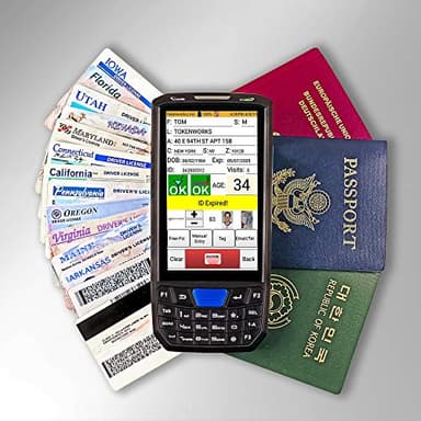 IDVisor Smart V2 ID Scanner - Drivers License and Passport Age Verification & Customer Management + Charger Cradle, Hand Strap & More.…