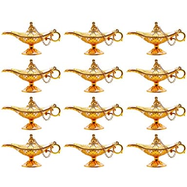 Hsiwto Pack of 12 Aladdin Magic Genie Lamps - Classic Vintage Magic Genie Light Costume Lamp for Home Wedding Table Decoration, Tiny Size, White