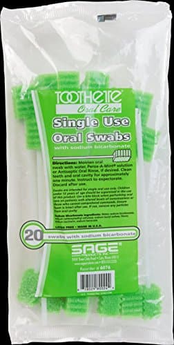 Sage 60761700 Oral Swabstick Toothette Plus Foam Sodium Bicarbonate 6076 Box Of 20