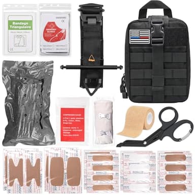 41 PCS IFAK Trauma Kit with Tourniquet, 4-Inch Israeli Bandage, Splint, Tactical First Aid Kit for Car, Camping, Hiking and Travel with Molle Bag (Black)