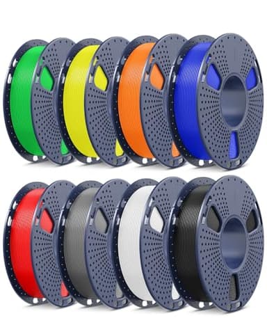 SUNLU Upgrade PLA+2.0 Filament Bundle, 3D Printer Filament Bundle Multicolor, Fit Bambu Labs Printer, Black+White+Grey+Red+Blue+Green+Yellow+Orange
