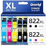 Onorigi 822XL Remanufactured Replacement for Epson 822XL Ink Cartridges Combo Pack T822 822 822XL Printer Ink Epson for Workforce Pro WF-3820 WF-3823 WF-4820 WF-4830 WF-4833 WF-4834 Printer 5-Pack