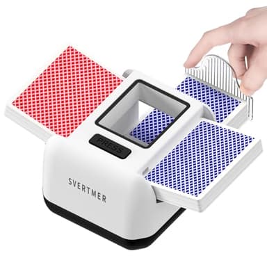 Svertmer Automatic Card Shuffler|1-2 Deck Electric Card Shuffle Machine|Portable Rechargeable Batteries of Poker,Blackjack,Uno,Skip-Bo,Phase 10 More Playing Shuffler for Home Game,Travel