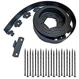 Landscape Edging Border Heavy-Duty Edging for Landscaping 16.4 Foot Lawn Edging, Paver Edging with Anchoring Spikes (Black 16.4FT)